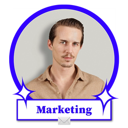 Click to contact marketing manager Philipp Schäfer, whose portrait is shown in a blue circle with the text "Marketing" below