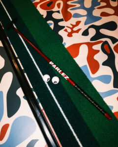 Detail shot of the custom branded golf merchandise by Parlez Clothing.