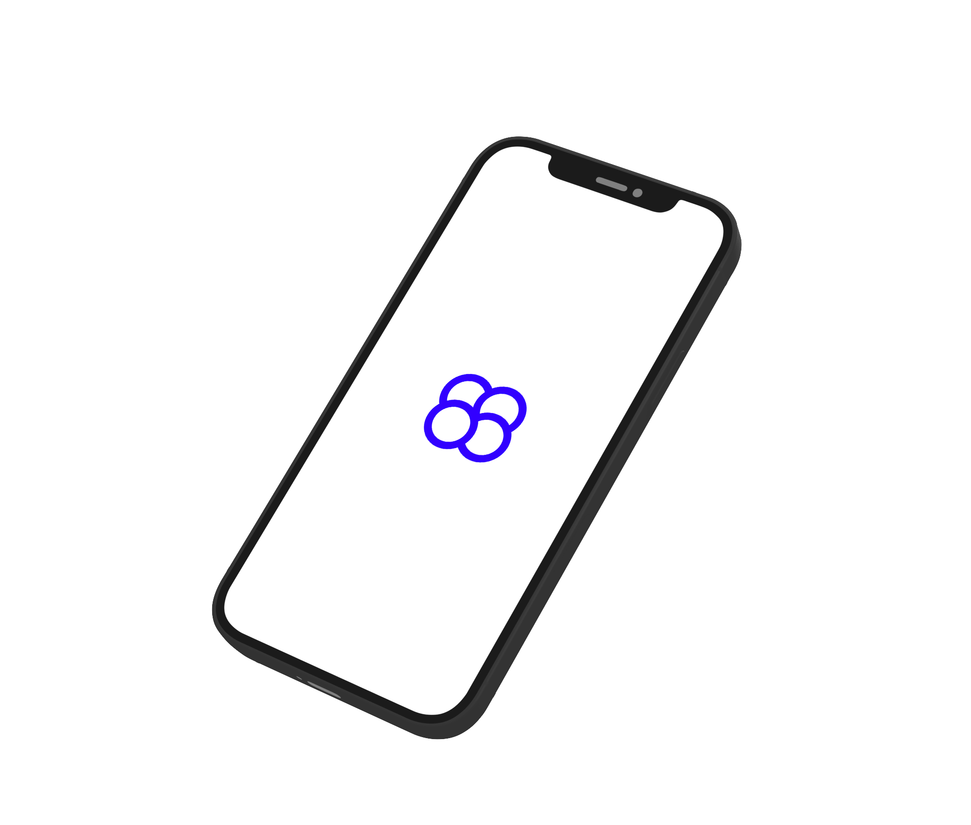 Animation showing an iPhone display with a blue mosaic logo enlarging in loop